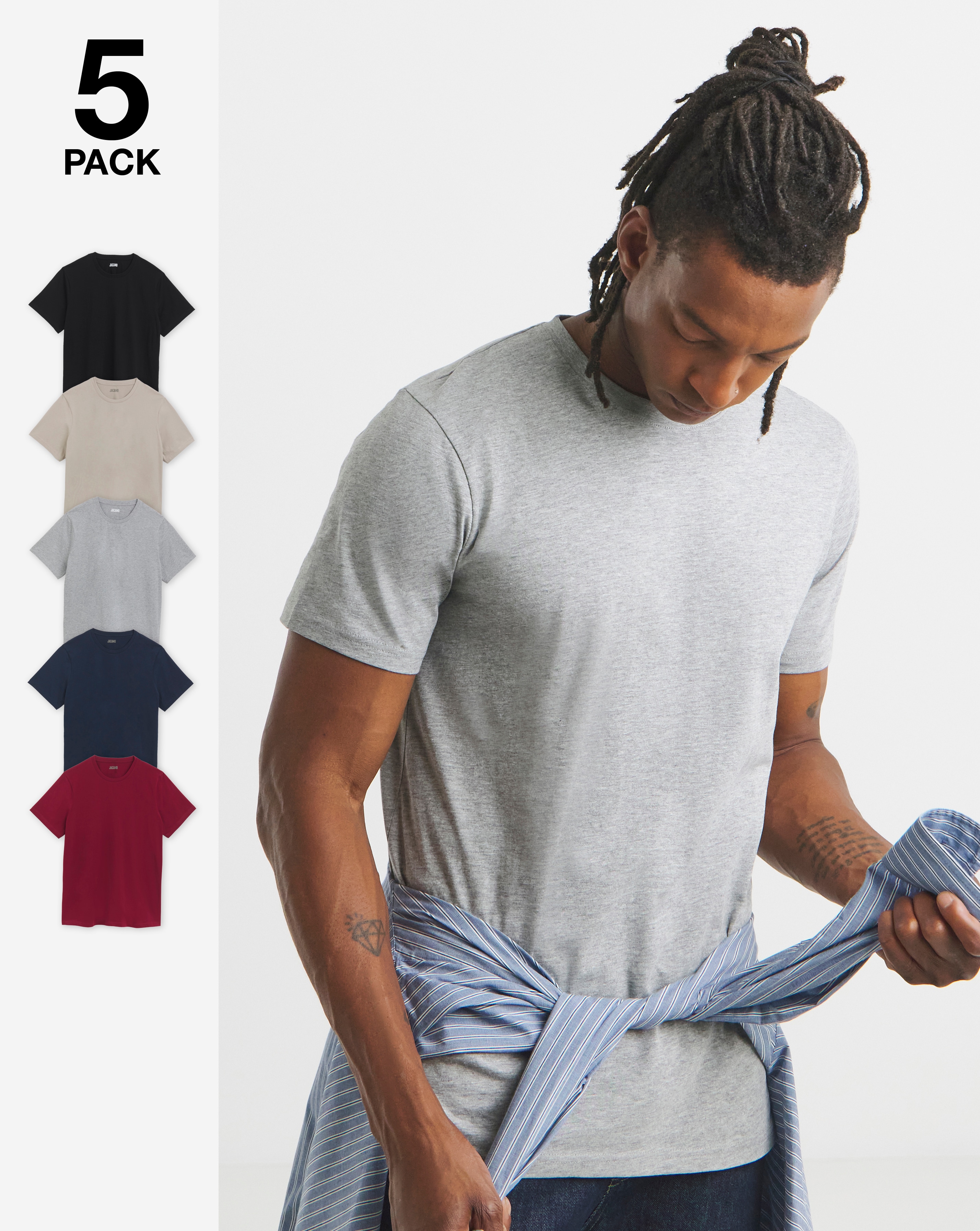 5 Pack Multi Crew Neck T-Shirts