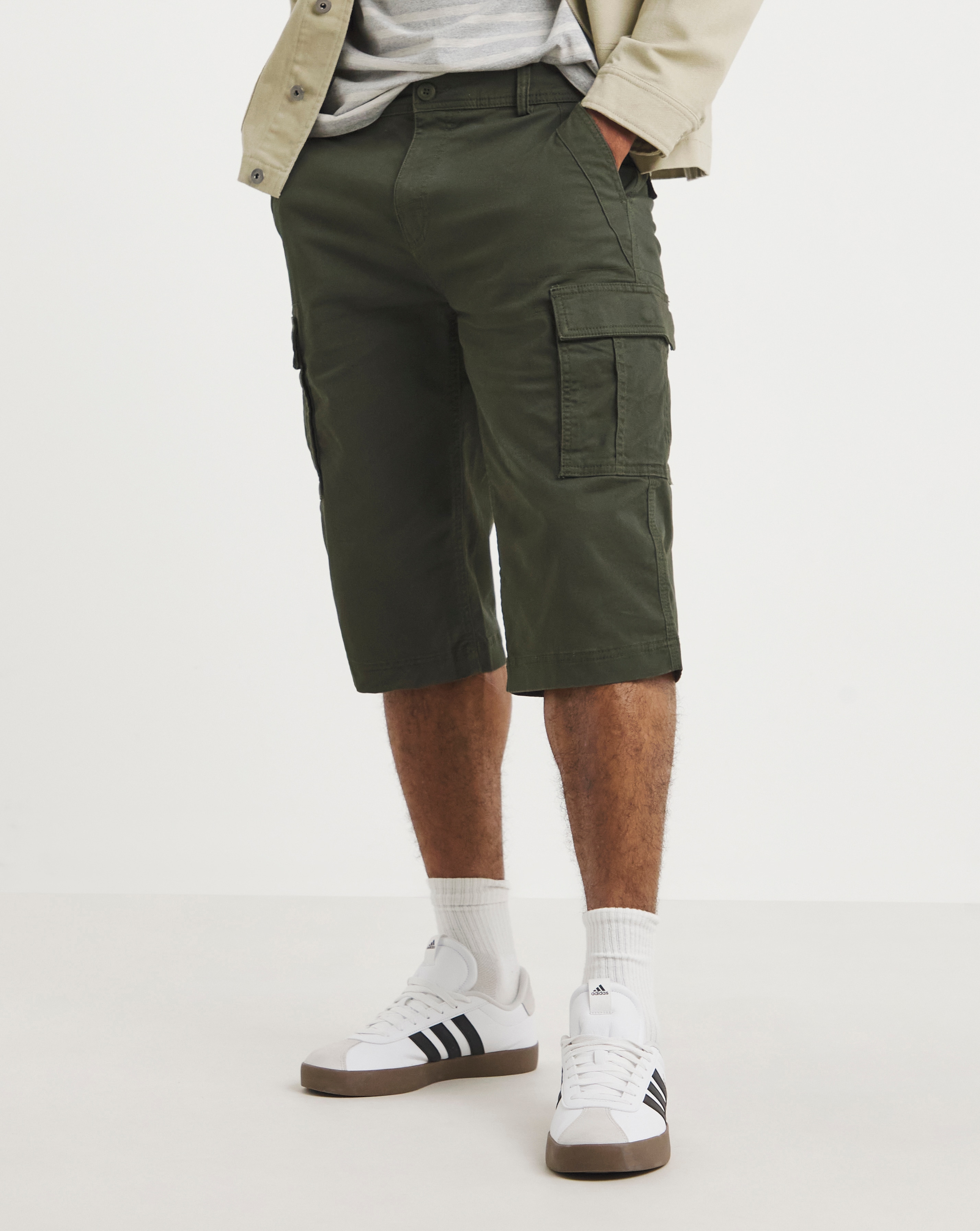 3/4 Length Cotton Stretch Cargo Short