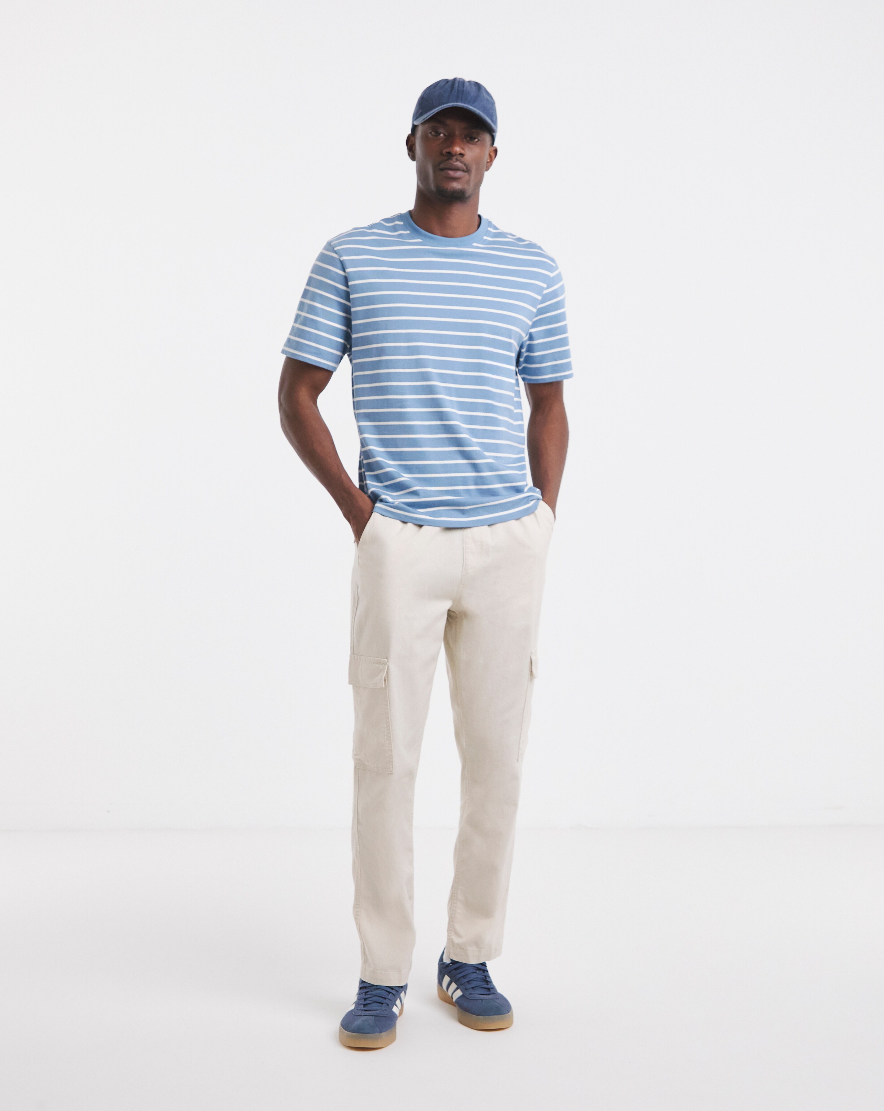 Linen Blend Elasticated Cargo Trouser