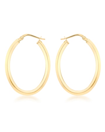9Ct Gold Oval Creole Earring
