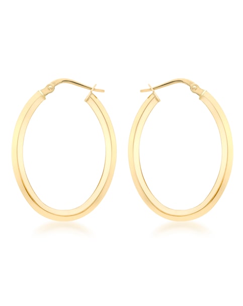 9Ct Gold Oval Creole Earring