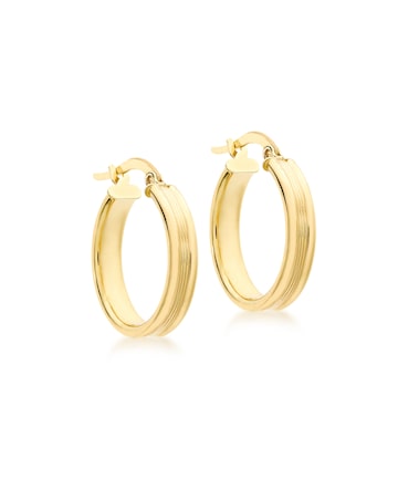9Ct Gold Square Ribbed Earring