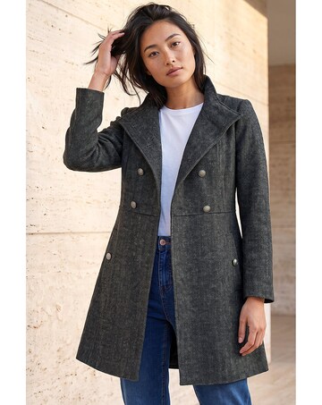 Roman Petite Funnel Herringbone Coat