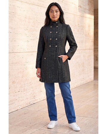 Roman Petite Funnel Herringbone Coat