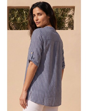 Roman Classic Stripe Button Front Top