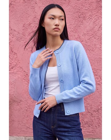 Roman Dusk Stitch Trim Knit Cardigan