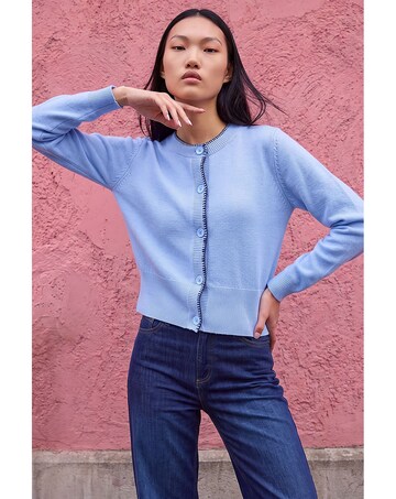 Roman Dusk Stitch Trim Knit Cardigan