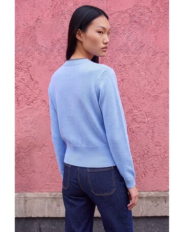 Roman Dusk Stitch Trim Knit Cardigan
