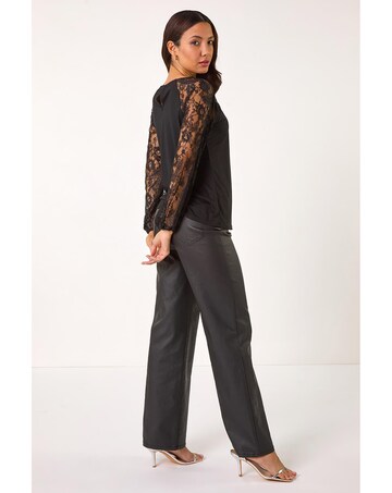 Roman Lace Sleeve Stretch Tunic Top
