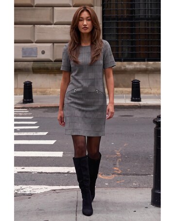 Roman Houndstooth Check Shift Dress