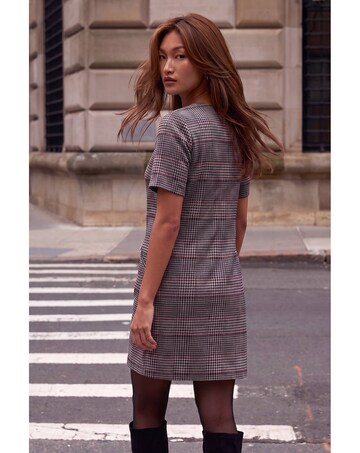 Roman Houndstooth Check Shift Dress