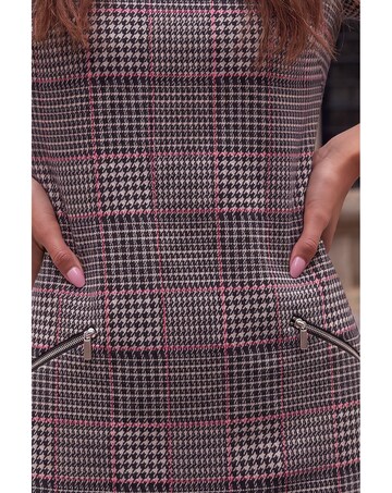 Roman Houndstooth Check Shift Dress