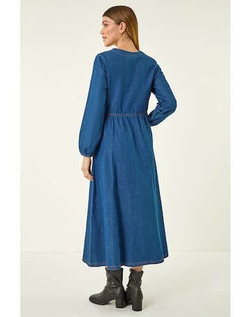 Roman Denim Button Down Midi Dress