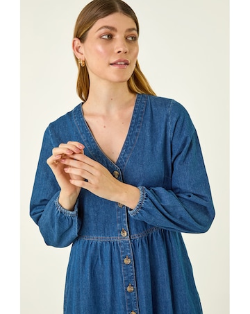 Roman Denim Button Down Midi Dress