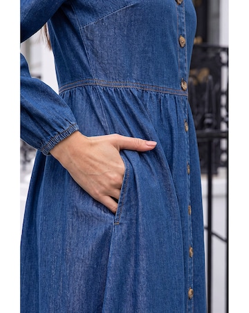 Roman Denim Button Down Midi Dress