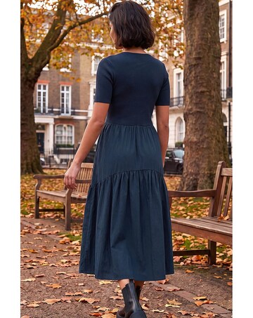 Roman Knit Woven Mix Midi Dress