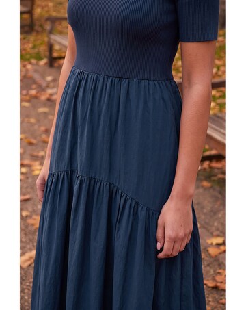 Roman Knit Woven Mix Midi Dress