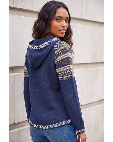 Roman Nordic Print Hooded V-Neck Jumper