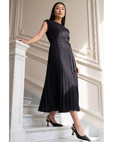 Roman Pleated Tie Waist Dress