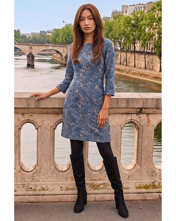 Roman Paisley Pocket Shift Stretch Dress