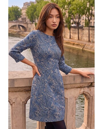 Roman Paisley Pocket Shift Stretch Dress