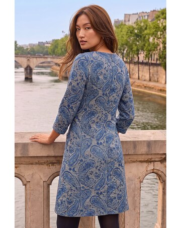 Roman Paisley Pocket Shift Stretch Dress
