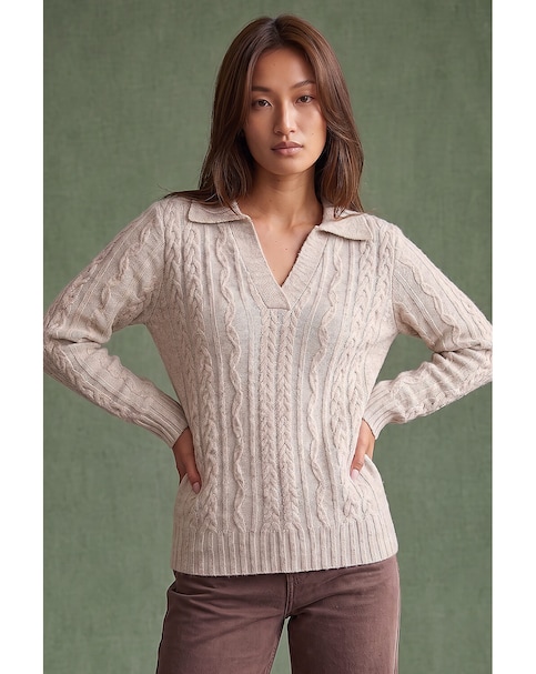 Roman Cable Knit Henley Jumper