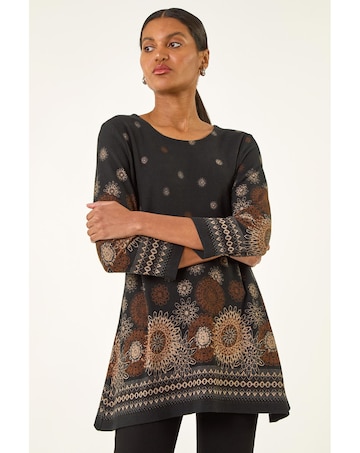 Roman Sunflower Printed Tunic Top