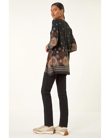 Roman Sunflower Printed Tunic Top