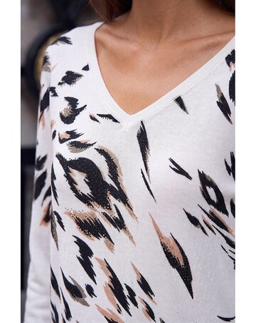 Roman V-Neck Animal Print Knit Jumper
