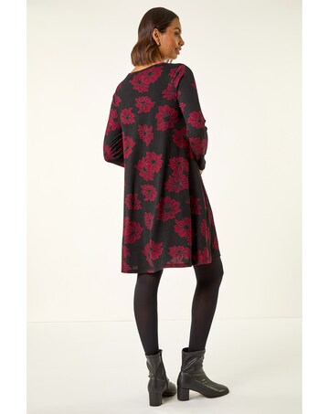 Roman Floral Print Stretch Swing Dress