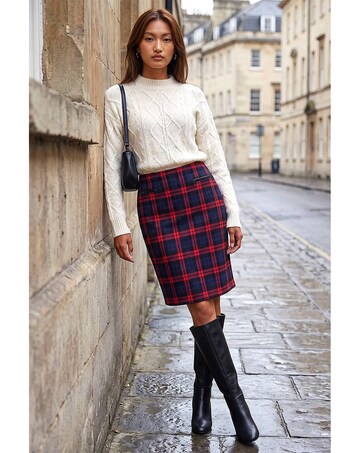 Roman Check Print Skirt