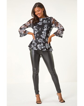 Roman Floral Lace Stretch Top