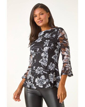 Roman Floral Lace Stretch Top
