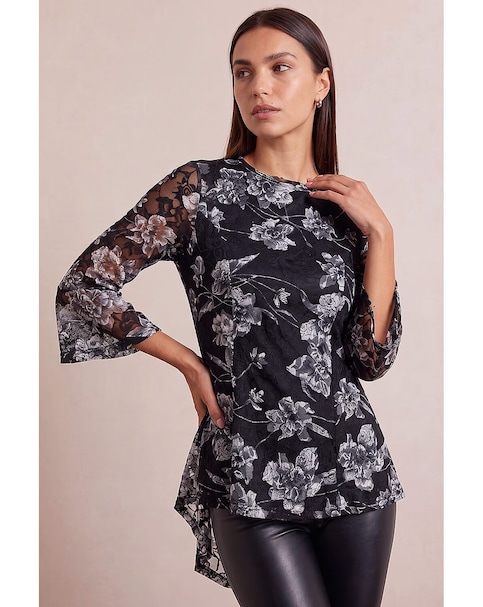 Roman Floral Lace Stretch Top