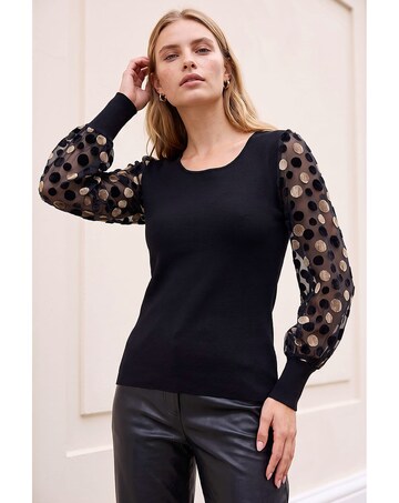 Roman Polka Dot Knit Top