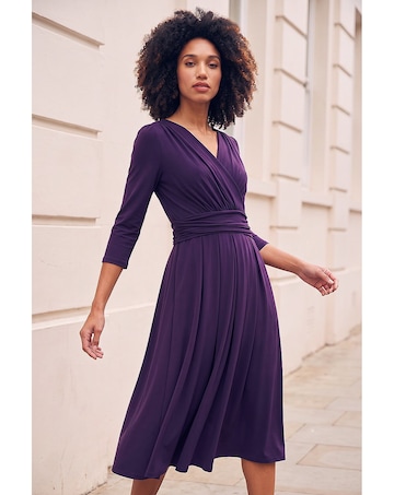 Roman Roman Wrap V-Neck Stretch Midi Dress