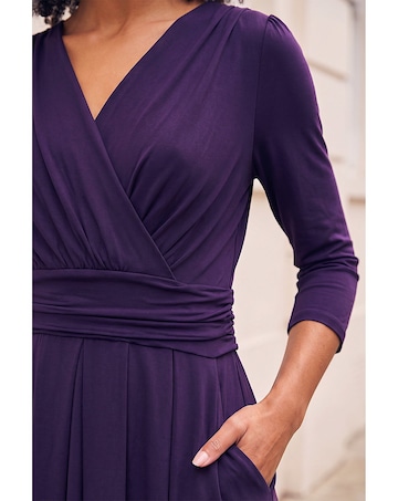 Roman Roman Wrap V-Neck Stretch Midi Dress