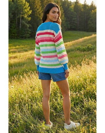 Roman Sequin Stripe V-Neck Jumper