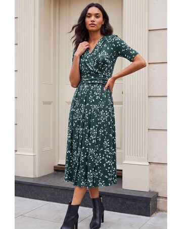 Roman Leaf Wrap Bodice Dress