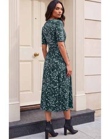 Roman Leaf Wrap Bodice Dress