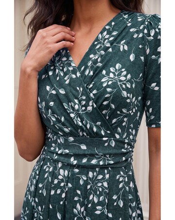 Roman Leaf Wrap Bodice Dress
