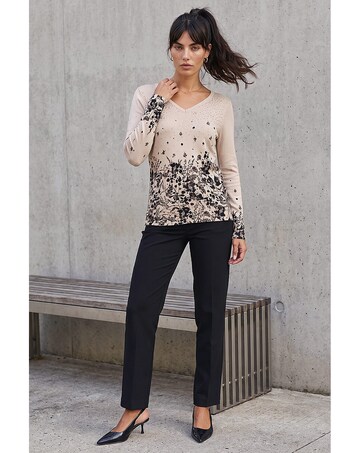 Roman Sparkly Floral V-Neck Knit Jumper