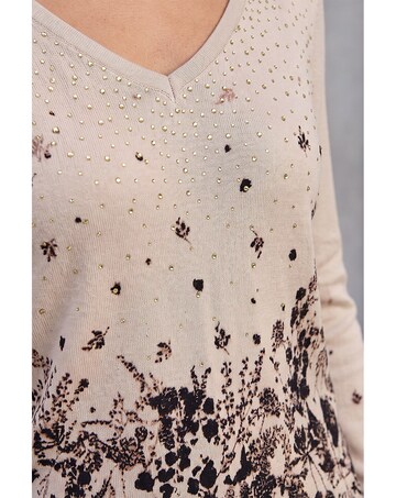 Roman Sparkly Floral V-Neck Knit Jumper