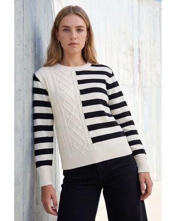Roman Cable Stripe Knit Jumper