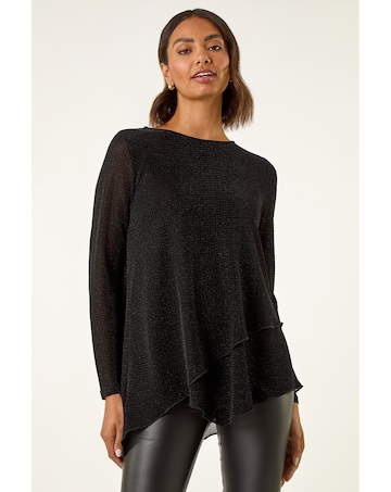 Roman Shimmer Asymmetric Layered Top