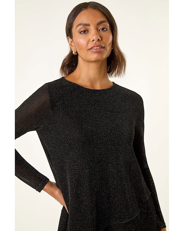 Roman Shimmer Asymmetric Layered Top