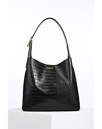 Luella Grey Ariadne Black Croc Hobo