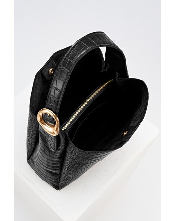 Luella Grey Ariadne Black Croc Hobo
