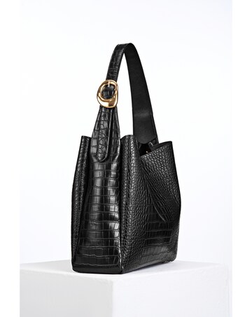 Luella Grey Ariadne Black Croc Hobo